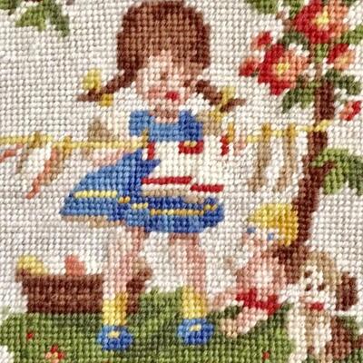 2 Hummel Needlepoints Girl and Boy Vintage small size