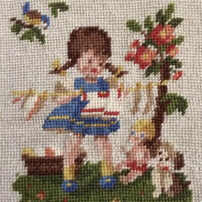 2 Hummel Needlepoints Girl and Boy Vintage small size