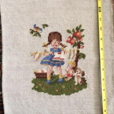 2 Hummel Needlepoints Girl and Boy Vintage small size