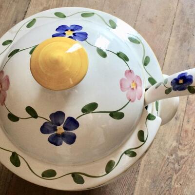 Ceramic Tureen Hand Painted Made in Portugal Vintage