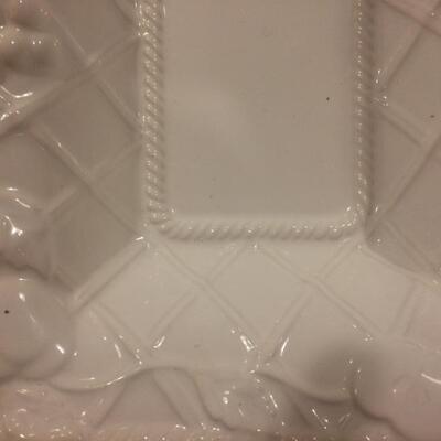 Ceramic White divided serving platter made in Portugal Vintage Serving Piece