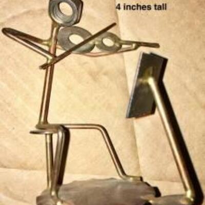 Hand made metal sculpture figurine of violin player