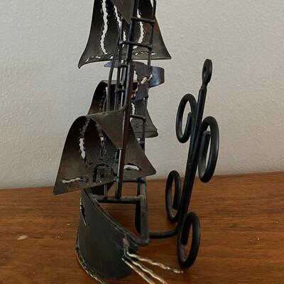 Wall Hanging Abstract Brutalist Style Metal Art Sailing Ship