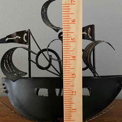 Wall Hanging Abstract Brutalist Style Metal Art Sailing Ship