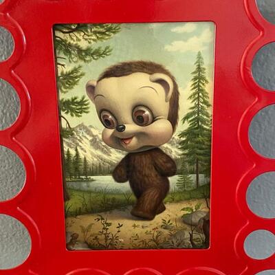 Animated Big Head Creepy Mark Ryden California Brown Bear Framed Postcard Print