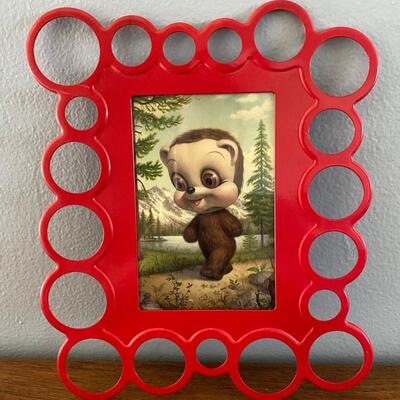 Animated Big Head Creepy Mark Ryden California Brown Bear Framed Postcard Print