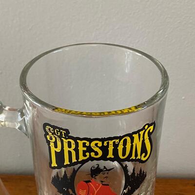 Vintage Disneyland Hotel Restaurant Sgt. Preston's Yukon Saloon Glass Beer Mug Stein