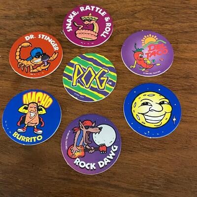 Retro 1994 Del Taco POG Pogs Set of 7