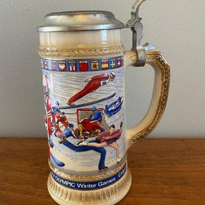 Vintage Olympic Calgary Winter Seoul Summer Games Collector Beer Steins 1988 GERZ Anheuser Busch