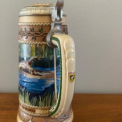 1987 First Edition The Waterfowl Series Wood Duck Lidded Collector Beer Stein