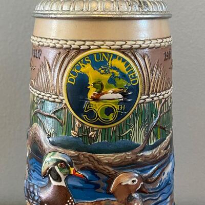 1987 First Edition The Waterfowl Series Wood Duck Lidded Collector Beer Stein