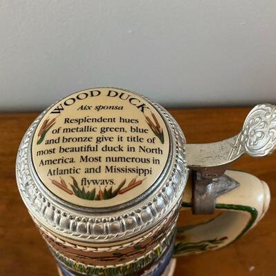 1987 First Edition The Waterfowl Series Wood Duck Lidded Collector Beer Stein