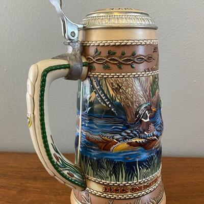 1987 First Edition The Waterfowl Series Wood Duck Lidded Collector Beer Stein