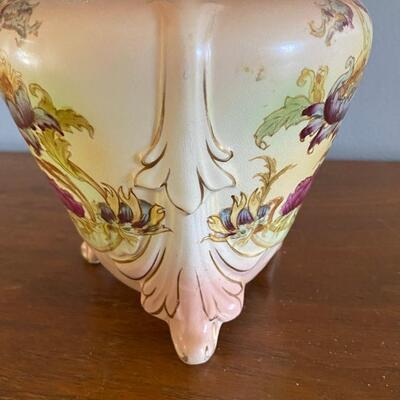 Antique S.F. & Co Crown Porcelain Floral Cookie Biscuit Barrel Jar Canister with Handle