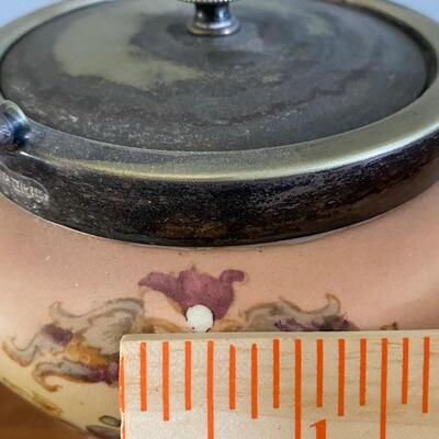 Antique S.F. & Co Crown Porcelain Floral Cookie Biscuit Barrel Jar Canister with Handle