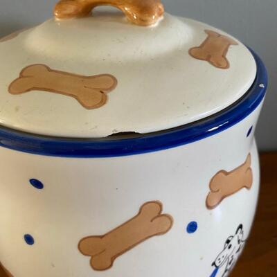 Ceramic Dog Bone Biscuit Treat Jar Canister