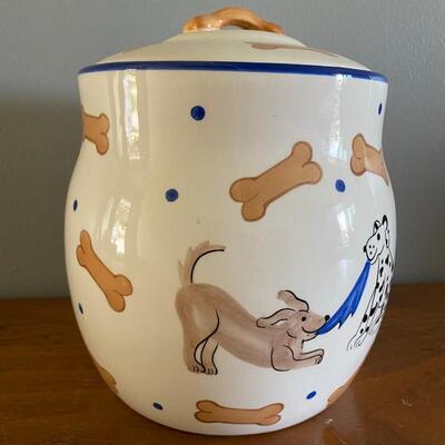 Ceramic Dog Bone Biscuit Treat Jar Canister