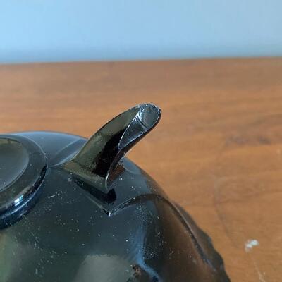 Vintage Black Amethyst LE Smith Glass Footed Bowl Nut Candy Dish