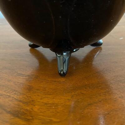 Vintage Black Amethyst LE Smith Glass Footed Bowl Nut Candy Dish