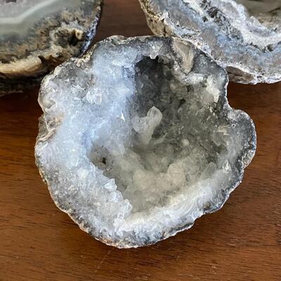 Three Cut Geode Rocks Crystals 3"+