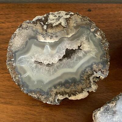 Three Cut Geode Rocks Crystals 3"+