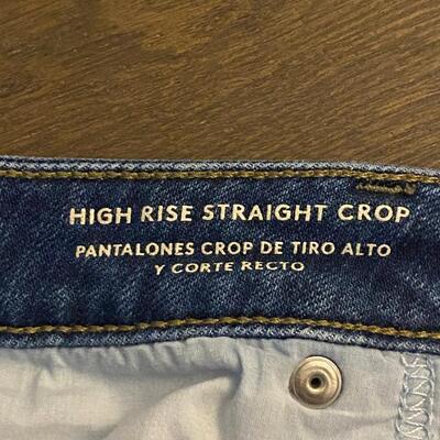 Universal Thread Pin Stripe Blue Denim Capri Straight Crop Pants High Rise Jeans