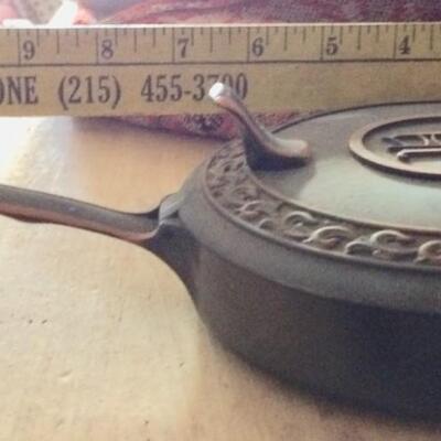 Mid Century Crumb Catcher and 8 matching Coasters metal with initial P design made by L.E. Mason Co. Boston