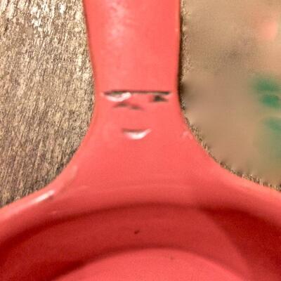 red enamel cast iron mini frying pan