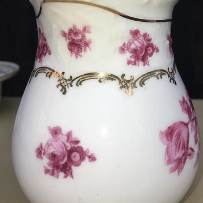 Group of 9 Vintage & Antique Beleek and German Porcelain Items creamer / pitcher / individual salts/oval dishes