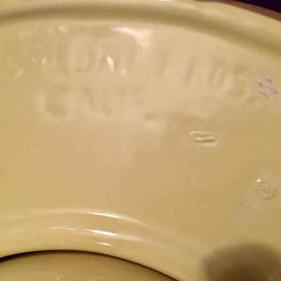 Mid Century Wood and Ceramic Lazy Susan Chip and Dip with 5 Container Sections