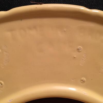 Mid Century Wood and Ceramic Lazy Susan Chip and Dip with 5 Container Sections
