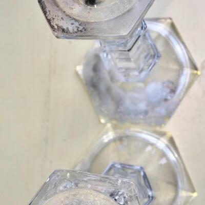 Pair of Crystal Candle Holders a