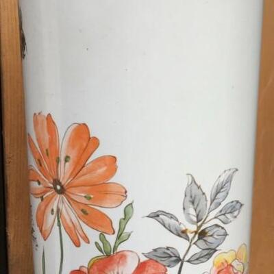 Mid Century Table Lamp Porcelain Flowers and Bee design