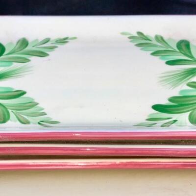 Ceramic Holiday Plates Rectangular  Berries and Leaves, 3x5"