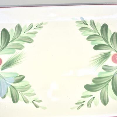 Ceramic Holiday Plates Rectangular  Berries and Leaves, 3x5"
