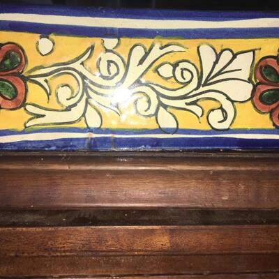 Vintage Painted Ceramic Coffer Trinket Box with Lid