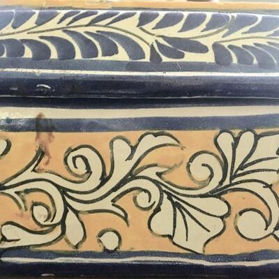 Vintage Painted Ceramic Coffer Trinket Box with Lid