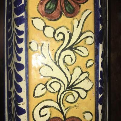 Vintage Painted Ceramic Coffer Trinket Box with Lid
