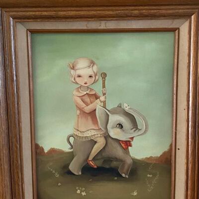 Framed Emily Winfield Martin Girl Riding Carousel Elephant Whimsy Print Wall Art