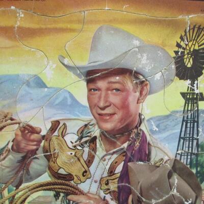 Vintage 1950 Cowboy Roy Rogers Puzzle Whitman Publishing No 2982 & Cups
