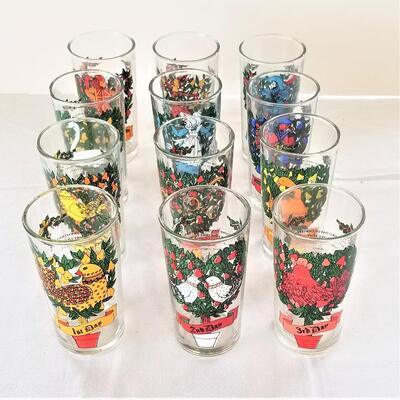 Lot #39  Vintage 12 Days of Christmas glasses - complete set