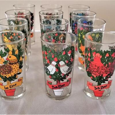 Lot #39  Vintage 12 Days of Christmas glasses - complete set