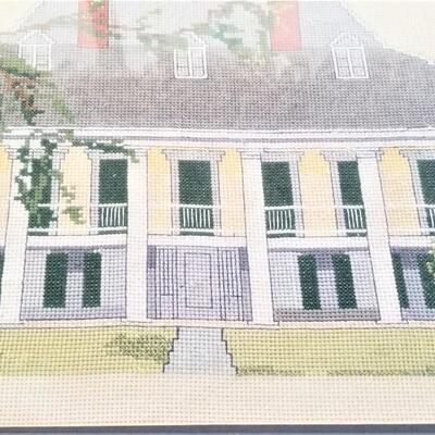 Lot #42  Framed Counted Cross Stitch "Destrehan Plantation"