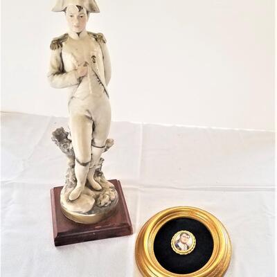 Lot #48  2 Piece Napoleon Lot - Figurine and Painted Miniature in Frame