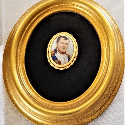 Lot #48  2 Piece Napoleon Lot - Figurine and Painted Miniature in Frame