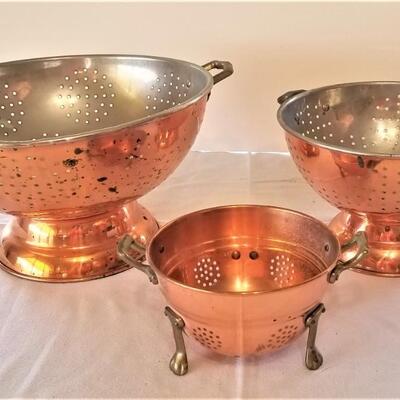 Lot #52  Set of three copper colanders
