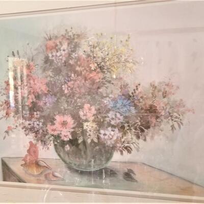 Lot #57  Large framed signed/numbered floral print - listed artist Mary Vincent Bertrand