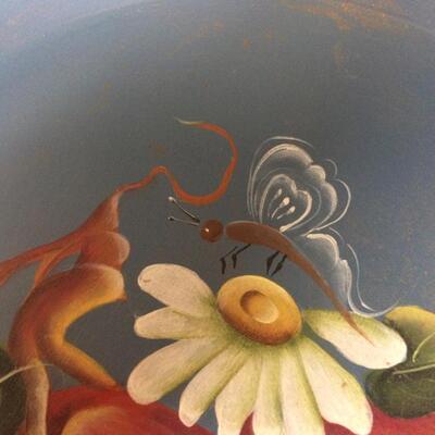 Tole Painted Wood Bowl
