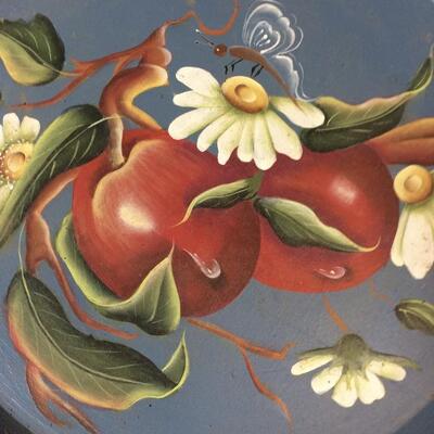 Tole Painted Wood Bowl