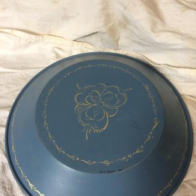Tole Painted Wood Bowl